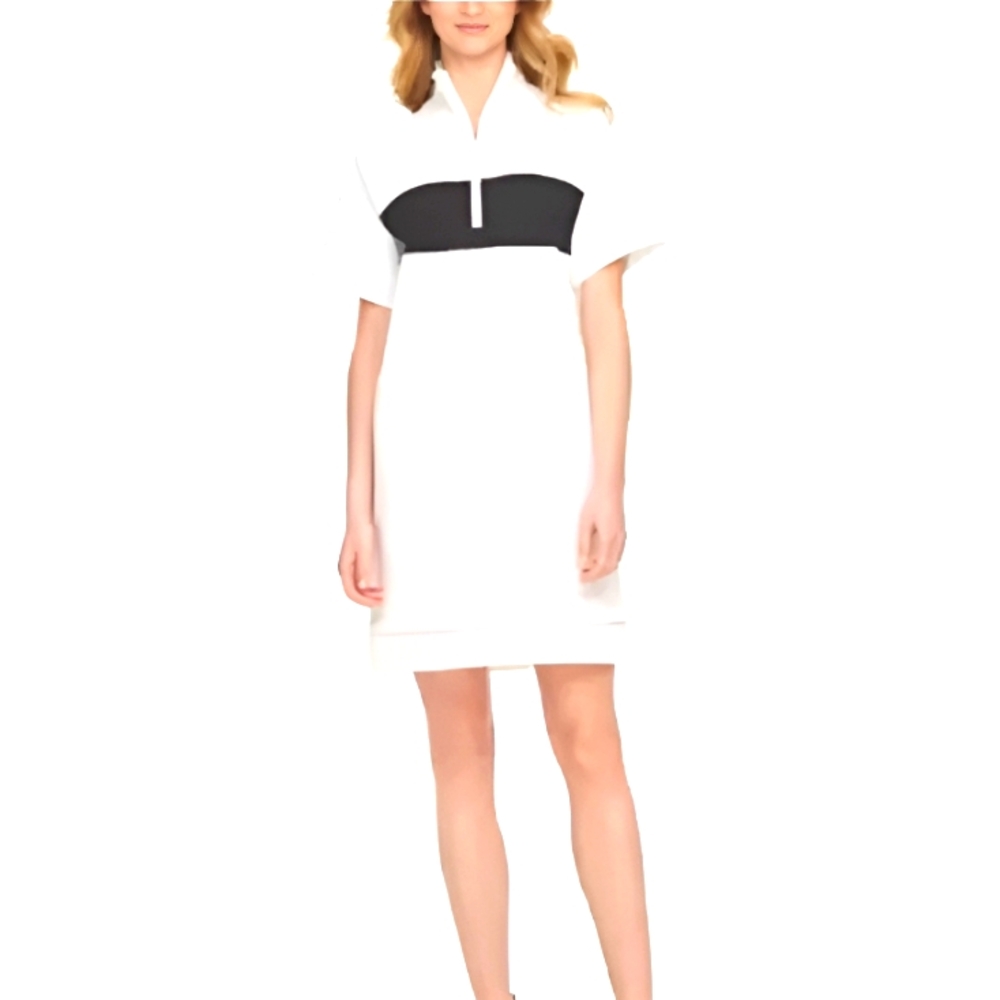 DKNY White Dress with Black Stripe